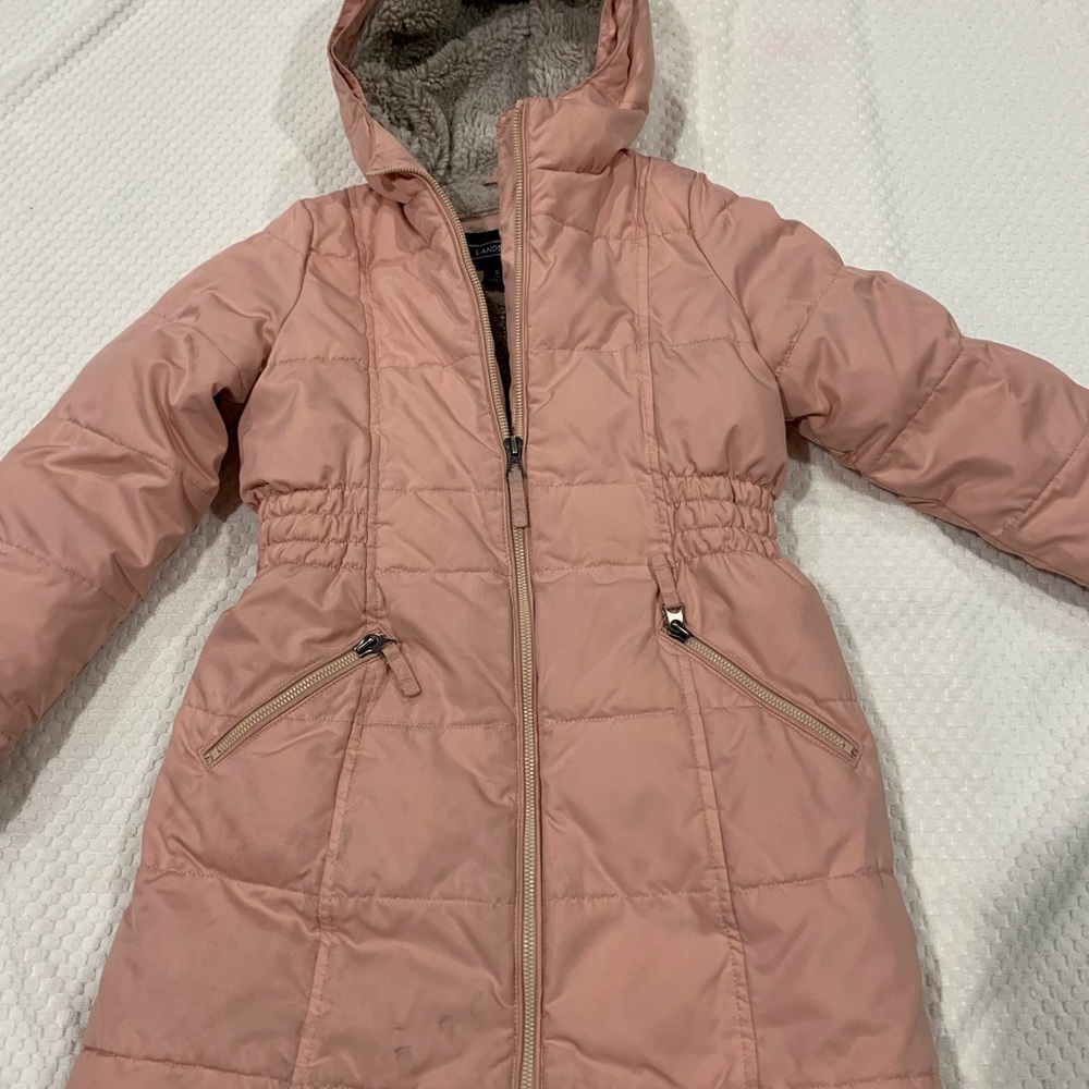 Lands' End Kids Blush Hooded Puffer Jacket